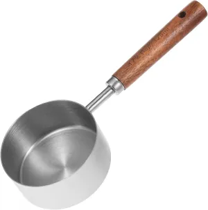 1 Pcs Measuring Cup and Spoon Dog Cat Food Scoop Stainless Steel Pet Food Scoop Wooden Handle with US Measurements Metric Cups and Spoons for Cooking and Baking