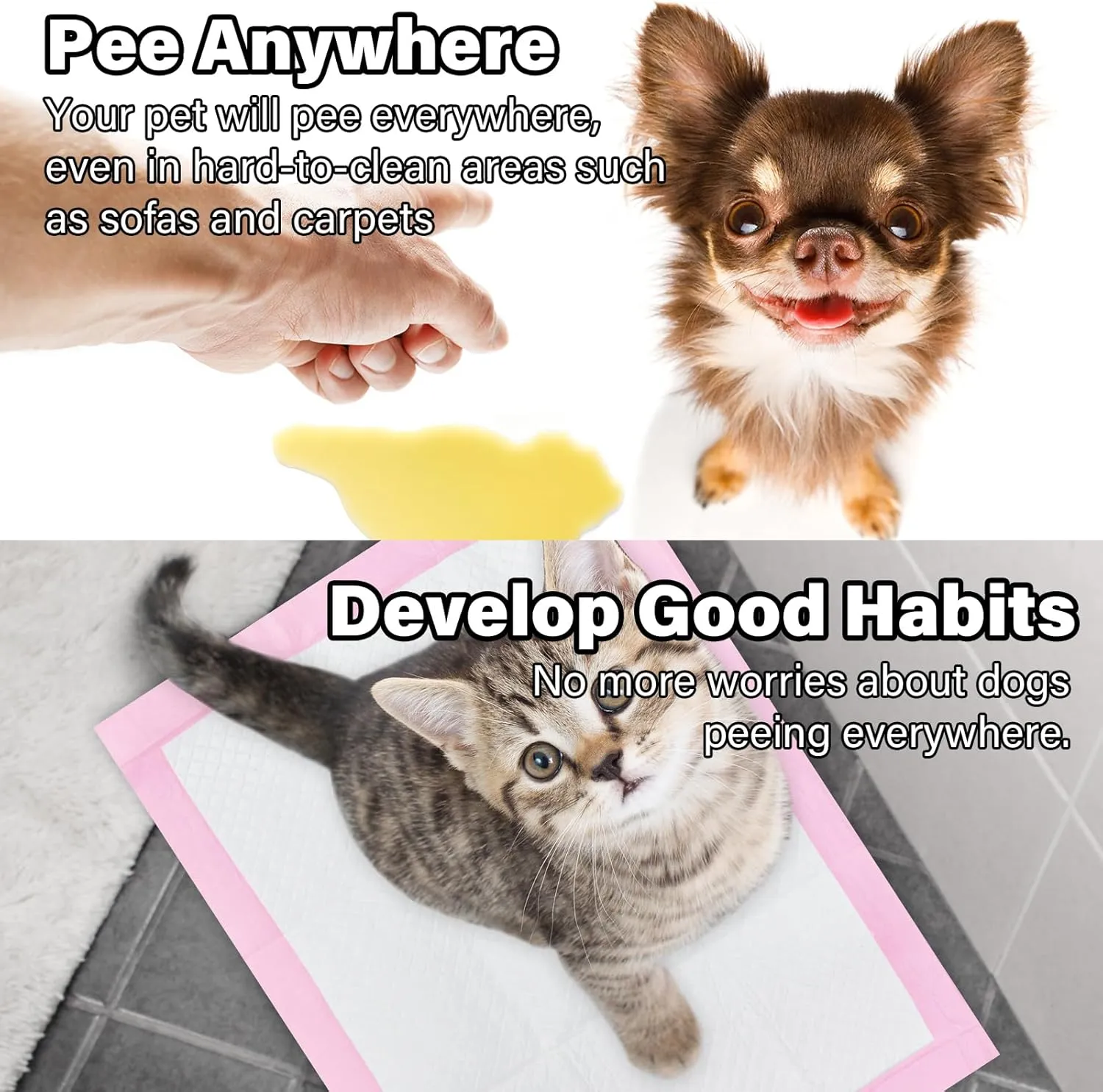 17" x 13" Pet Pads for Dogs Pee Training, Disposable Underpads with Super Absorbent and Ultra Leak Proof for Puppy Cat Potty Control, Quick Dry Design for Incontinence -Pink(25 Count)