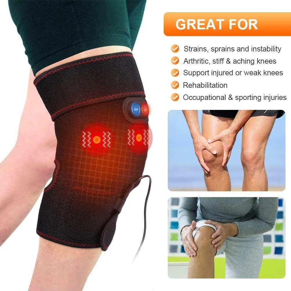 2-in-1 Arthritis Pain Relief Knee Brace, Heated Knee Support for Arthritis, Knee Heating Pad for Hot or Cold Therapy Keep Warm, Electric Heated Knee Wrap for Pain Relief and Massage