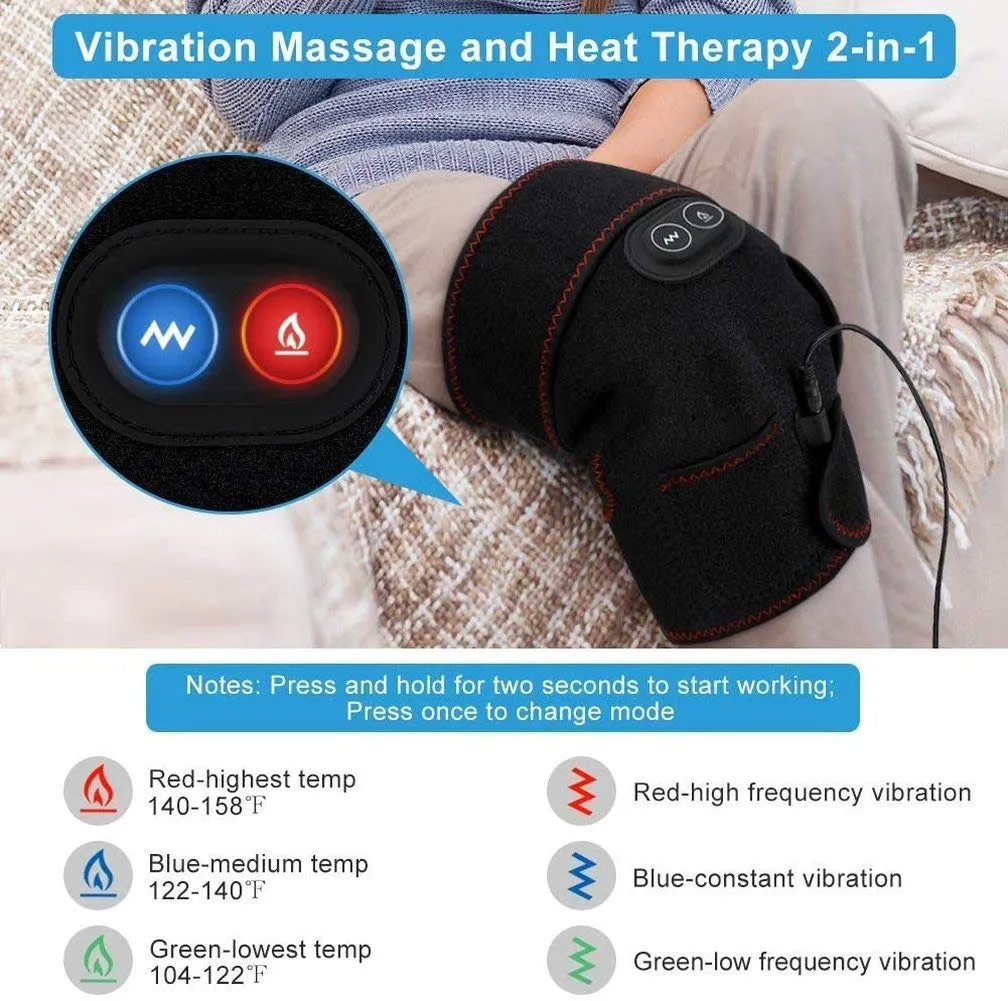 2-in-1 Arthritis Pain Relief Knee Brace, Heated Knee Support for Arthritis, Knee Heating Pad for Hot or Cold Therapy Keep Warm, Electric Heated Knee Wrap for Pain Relief and Massage
