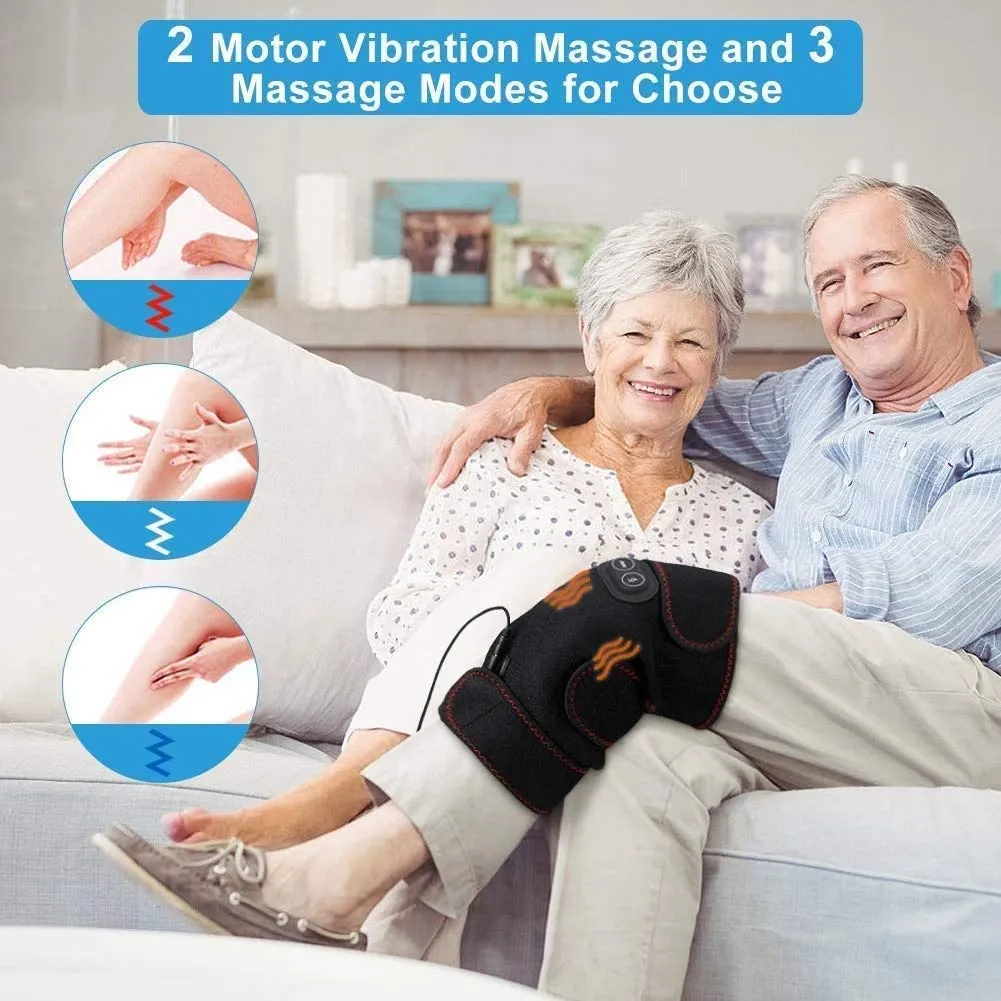 2-in-1 Arthritis Pain Relief Knee Brace, Heated Knee Support for Arthritis, Knee Heating Pad for Hot or Cold Therapy Keep Warm, Electric Heated Knee Wrap for Pain Relief and Massage
