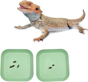 2 Pcs Leopard Gecko Potty Pad,Crested Gecko Potty LatrineLeopard Gecko TrayReptile Litter BoxPortable Gecko Tank Accessories (Green)