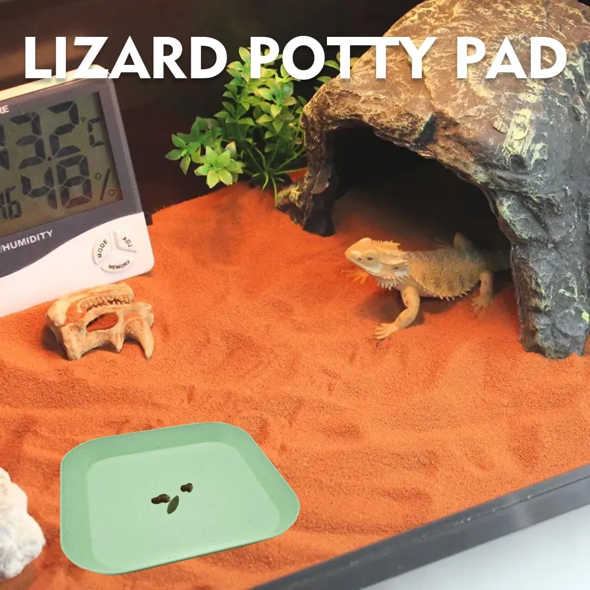 2 Pcs Leopard Gecko Potty Pad,Crested Gecko Potty LatrineLeopard Gecko TrayReptile Litter BoxPortable Gecko Tank Accessories (Green)