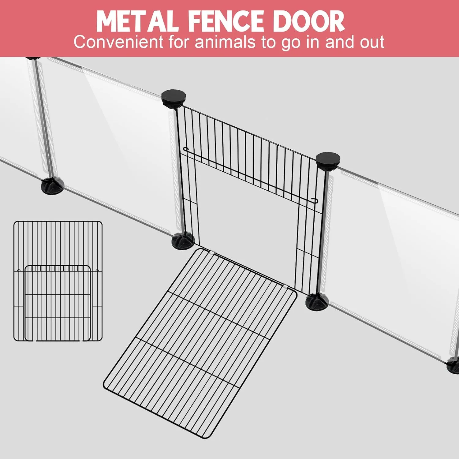 20 Panels Small Animals Playpen, Transparent Pet Playpen with Waterproof Mat,Portable Plastic Enclosure Cage for Baby Chicken, Guinea Pigs, Bunny, Ferrets, Hamsters, Hedgehogs for Indoors Outdoor