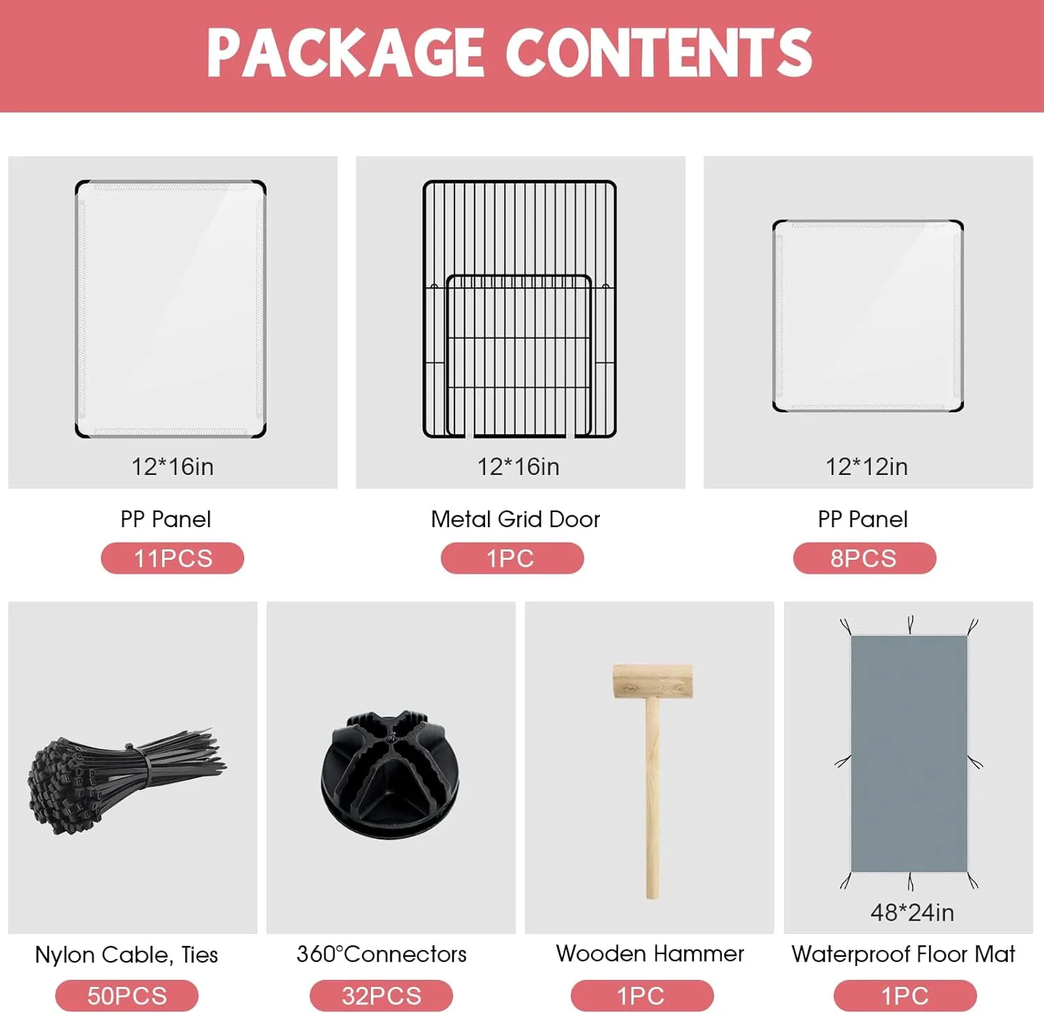 20 Panels Small Animals Playpen, Transparent Pet Playpen with Waterproof Mat,Portable Plastic Enclosure Cage for Baby Chicken, Guinea Pigs, Bunny, Ferrets, Hamsters, Hedgehogs for Indoors Outdoor