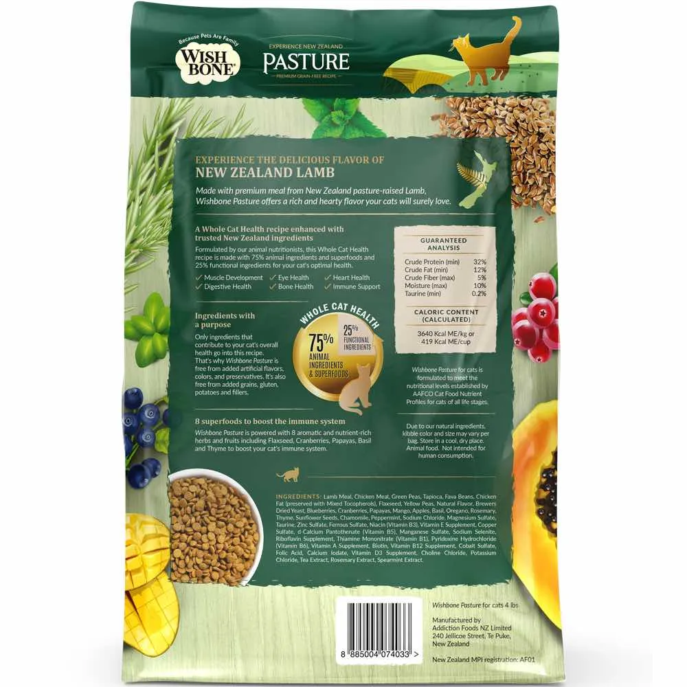 25% OFF: Wishbone Pasture Lamb & Chicken Grain-Free Dry Cat Food 4lb