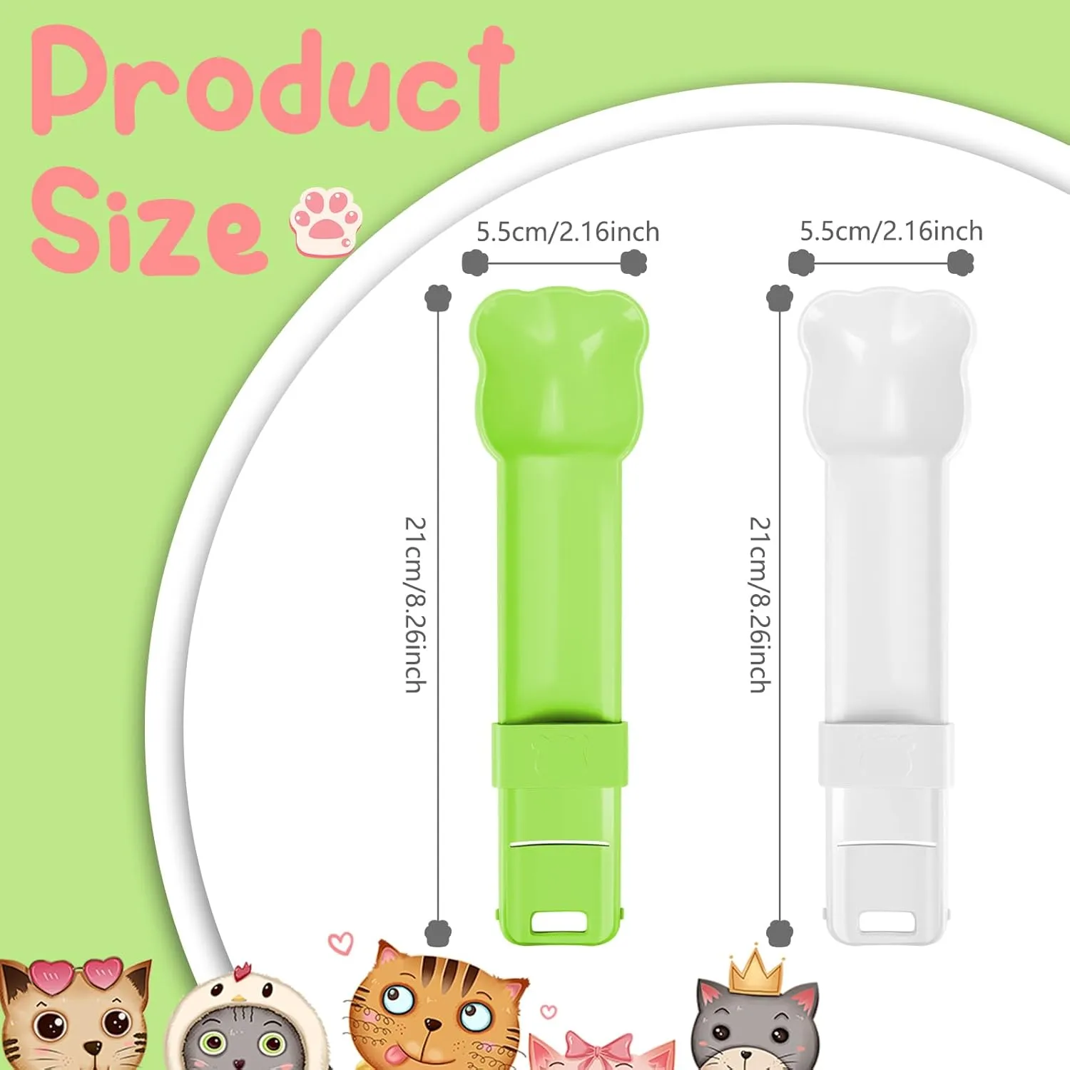 2pcs Cat Strip Feeders Cat Lickable Puree Treat Food Dispenser, Kitten Strip Squeeze Spoon for Wet Food Liquid Snack Pet Food Mixing Spoon Feeding Scoop for Small Pets PuppiesGreen White