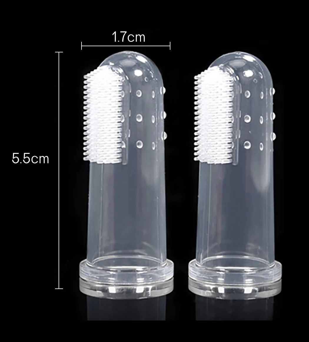 3PCS Safety Transparent Silicone Finger Toothbrush Dog Teeth Oral Cleaning Latex Finger Set Pet Dog Tooth Brush Pet Supplies