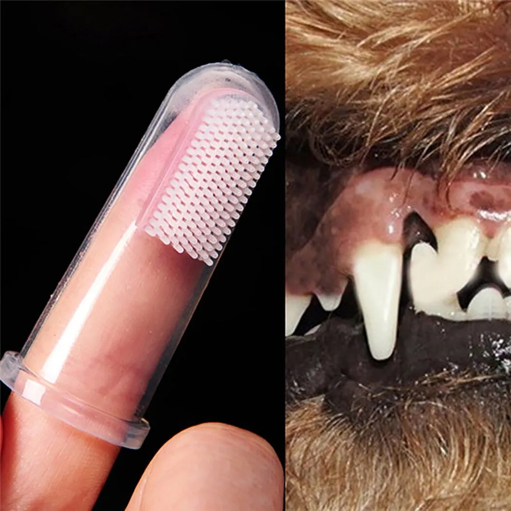 3PCS Safety Transparent Silicone Finger Toothbrush Dog Teeth Oral Cleaning Latex Finger Set Pet Dog Tooth Brush Pet Supplies