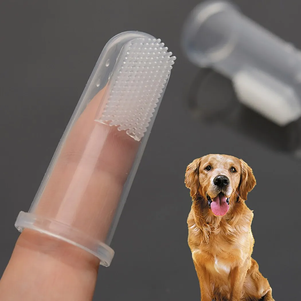 3PCS Safety Transparent Silicone Finger Toothbrush Dog Teeth Oral Cleaning Latex Finger Set Pet Dog Tooth Brush Pet Supplies