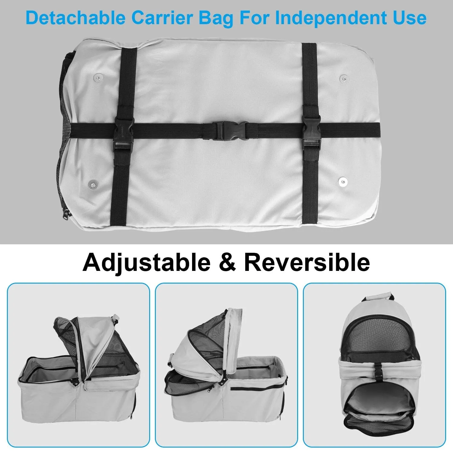4 Wheels Pet Stroller Foldable with Removable Liner Storage Basket