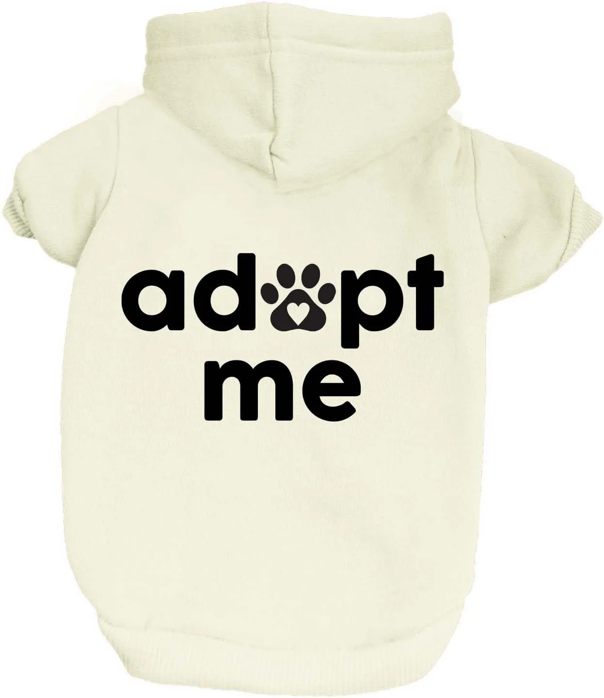 Adopt Me Dog Hoodie | Fleece Lined |Leash Hole| Adoption Event Prop Photoshoot | Rescue|Cream, 5X-Large (1237)