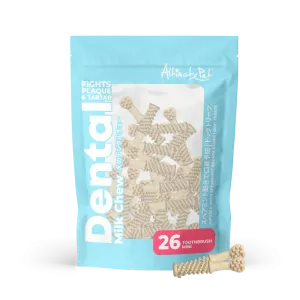 Altimate Pet Dog Dental Chews Infused with Spearmint Breath Strips - Milk Toothbrush Mini 26pcs