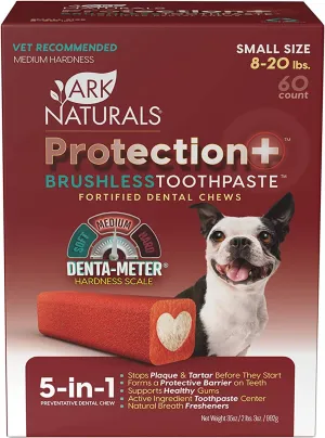 Ark Naturals Protection  Brushless Toothpaste Value Pack Dental Dog Chews - Small - 60 Count Box