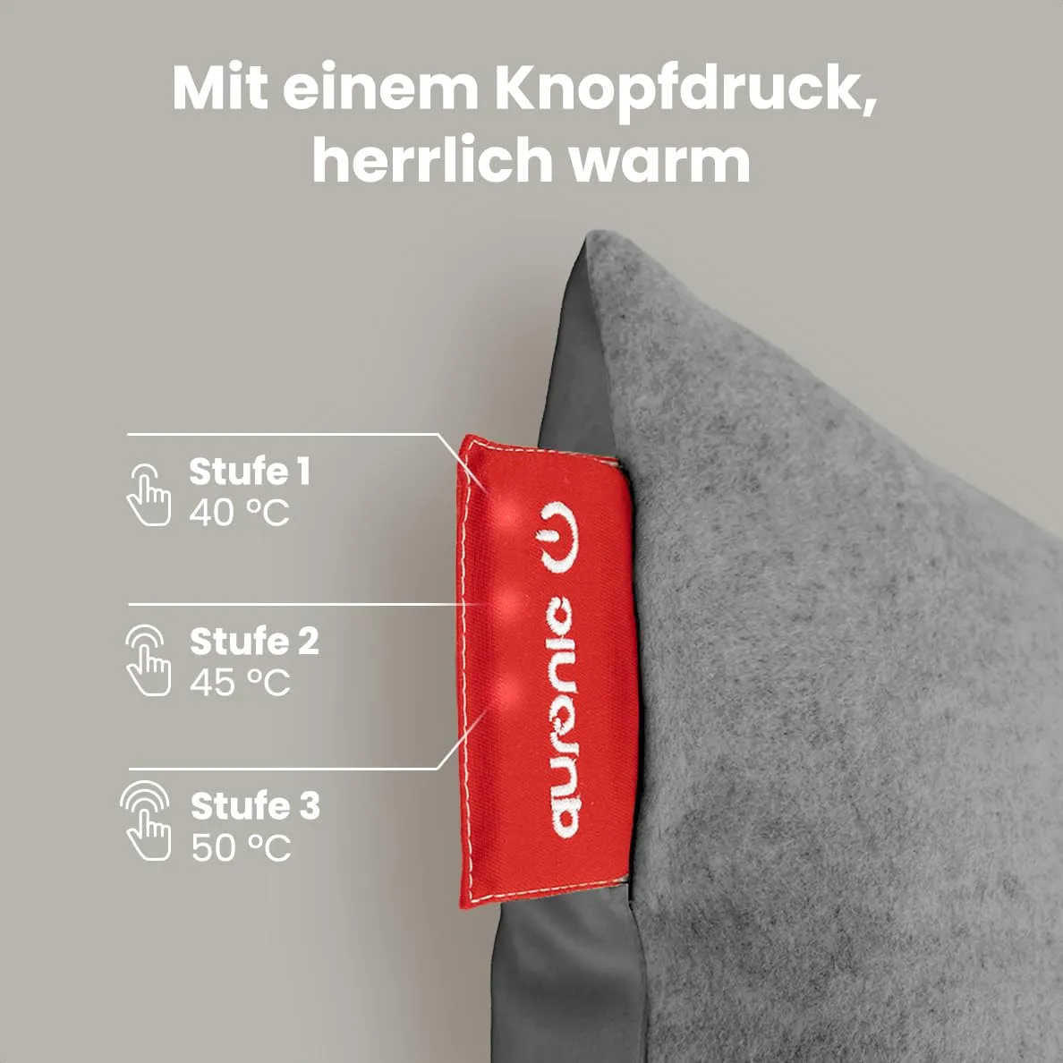 Auronic heating pad with automatic switch-off - Electric heating pad - Battery heating pad - Wireless heating pad - Back heating pad - Electric heating pad - Rechargeable back heating pad - 45x45 cm Polyester 45x45cm
