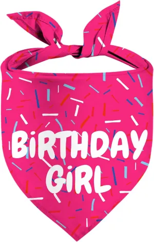 Birthday Girl Dog Bandanas 1 Pack, Pink Dog Scarfs for Puppy, Pet Scarves HBD Bandanas for Small Medium Large Dogs (Birthday Girl, One Size)