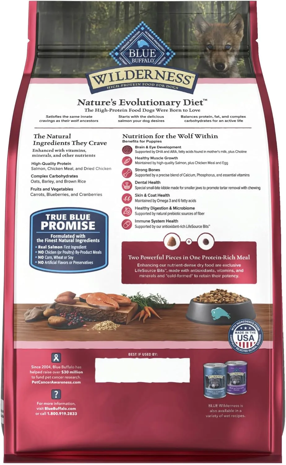 Blue Buffalo Wilderness High-Protein Natural Dry Food for Puppies, Salmon Recipe, 13-lb. Bag