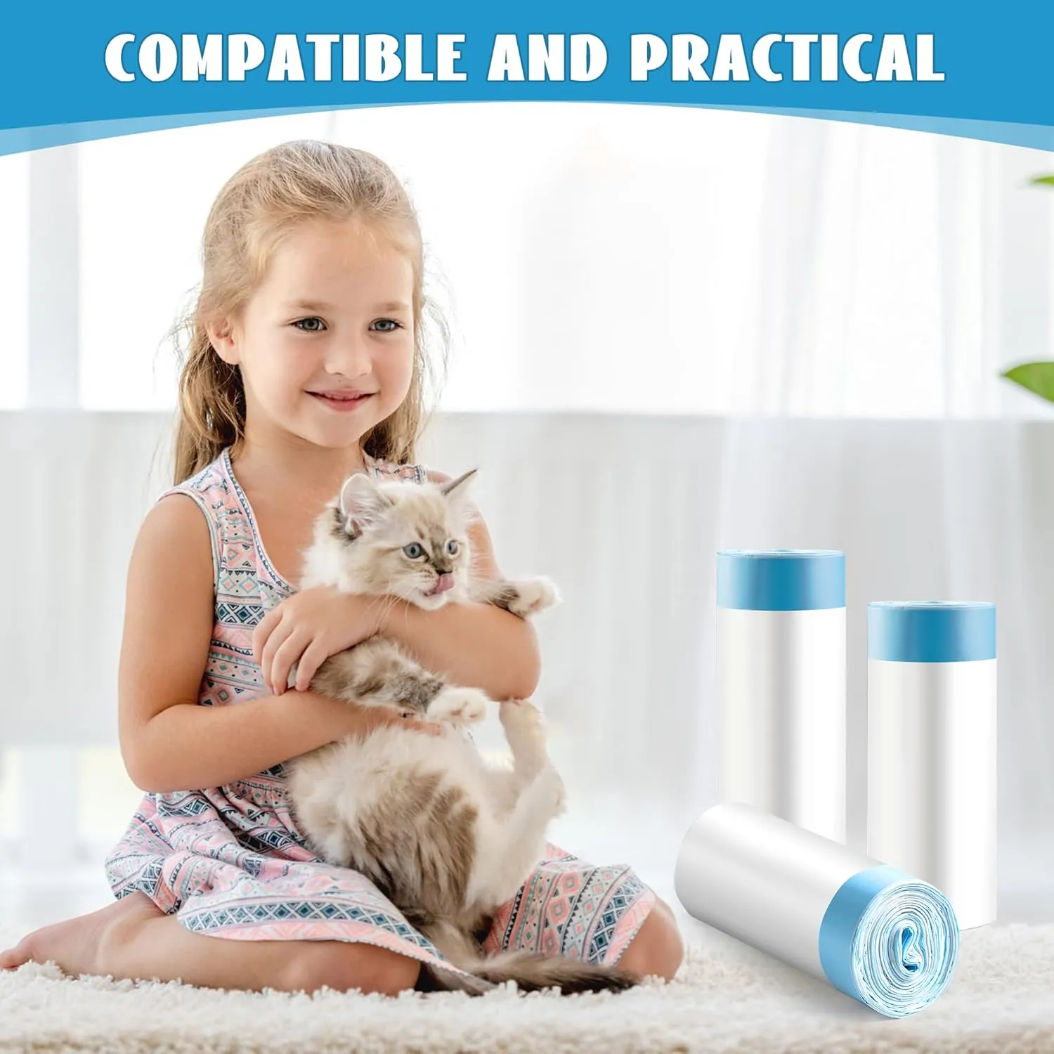 Cat Litter Box Liners 60 Count, Waste Bags for Self-Cleaning Cat Litter Box, Replacement Extra Large Cat Litter Box Liners, 26 x 15.7 Inches3 Packs/60 Counts