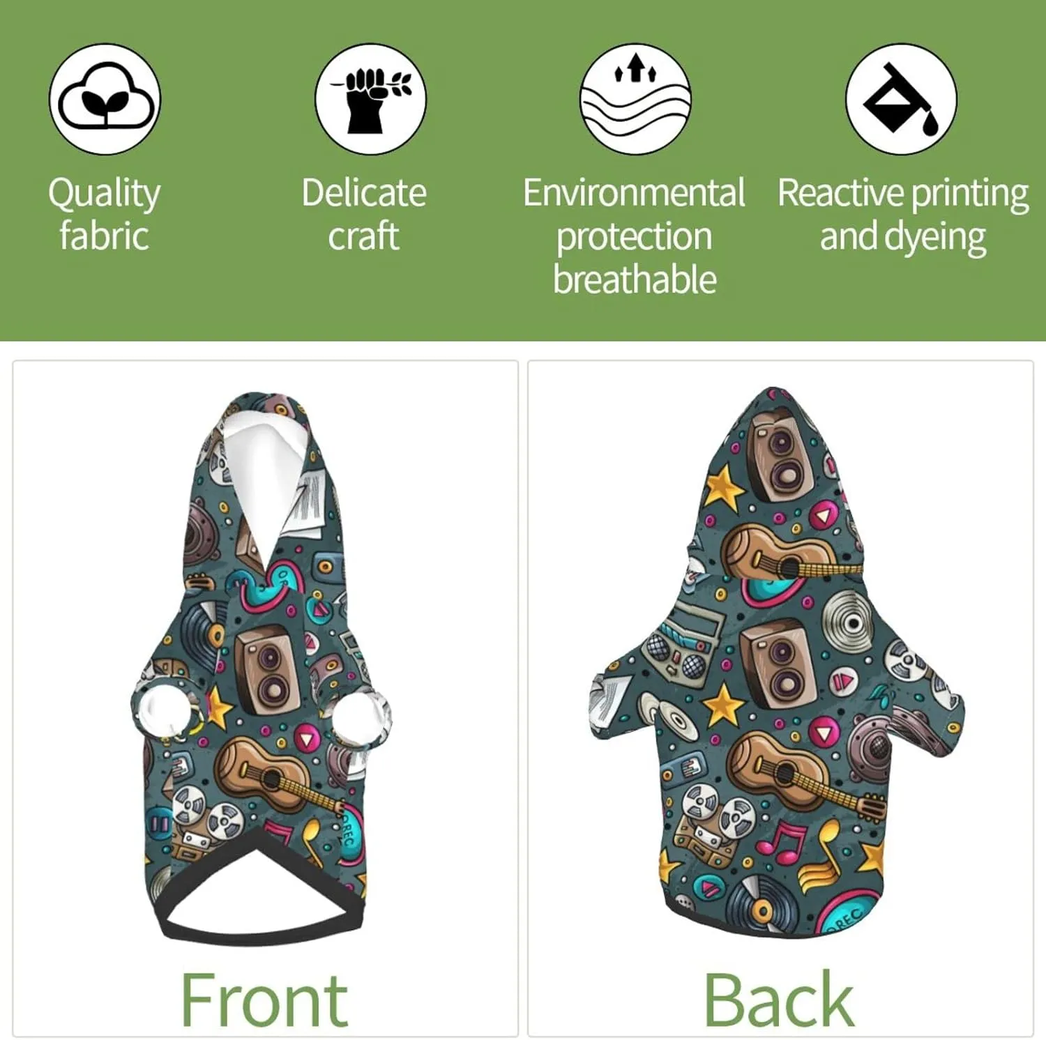 Classic Music Player Pet Clothes Dog Hoodies Soft Pet Warm Sweater Dog Pajamas