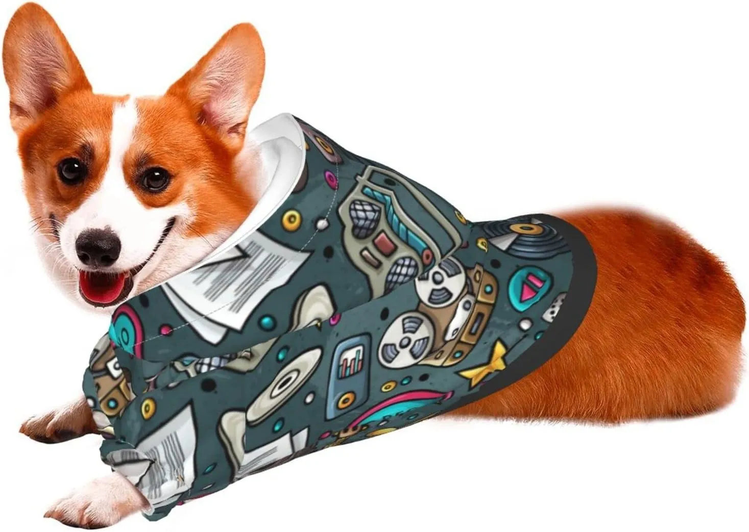 Classic Music Player Pet Clothes Dog Hoodies Soft Pet Warm Sweater Dog Pajamas