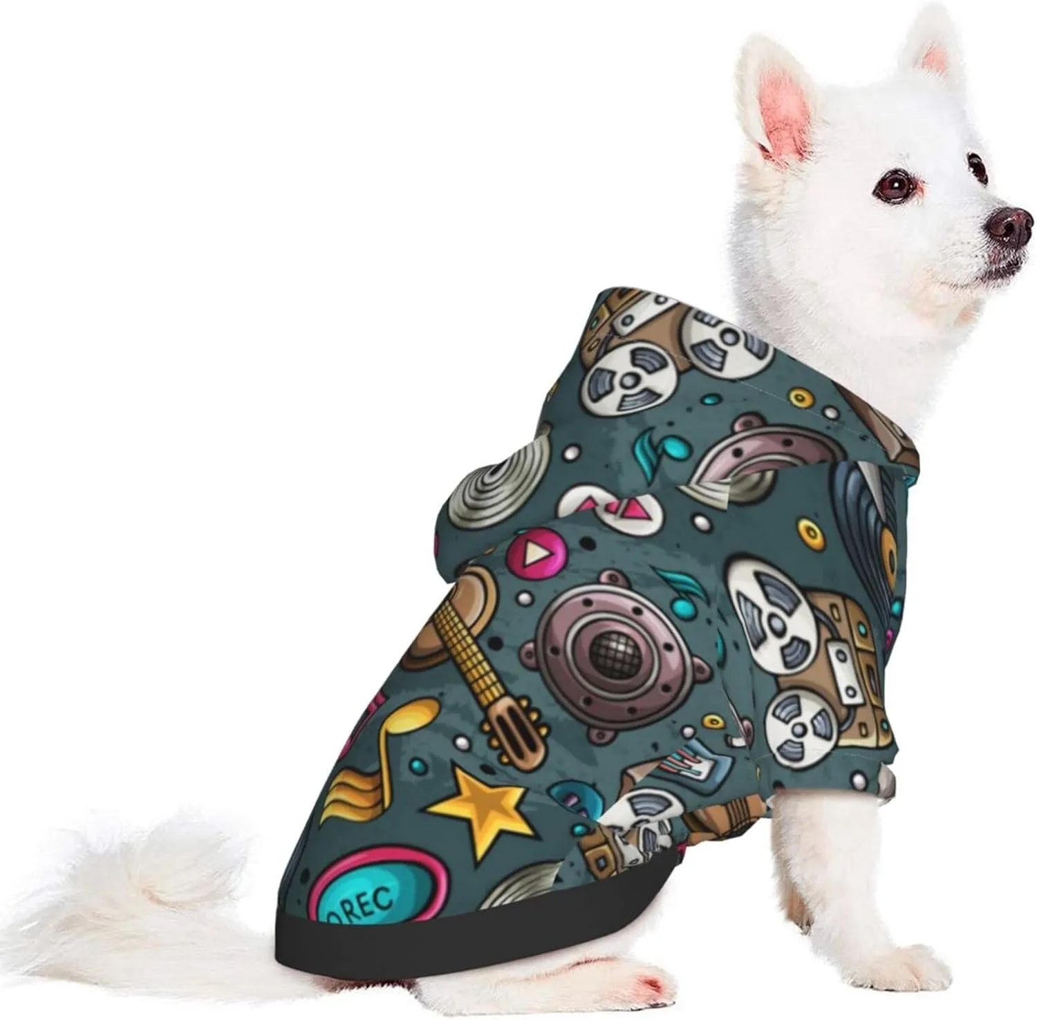 Classic Music Player Pet Clothes Dog Hoodies Soft Pet Warm Sweater Dog Pajamas