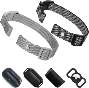 Collar Replacement Belt,2-Pack Reflective Replacement Nylon Collar Strap,Durable Adjustable Shock Collar Replacement Strap,Suitable for Small Medium and Large Dogs (Black Grey)