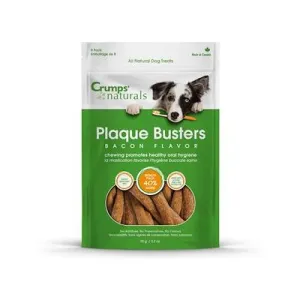 Crumps' Naturals 4.5" Bacon Style Plaque Busters Dog Dental Hard Chews - 8 Pack