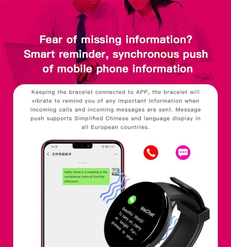 D18 Smart Watch Heart Rate Blood Pressure Fitness Tracker Men Women Smart Wristband Waterproof Sport Smartwatch For Android Ios