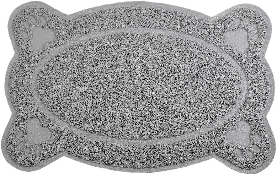 DM Cat Litter Box Debris Catcher Mat, Kitty Scatter Control Rug, 16x10 Inches, Grey