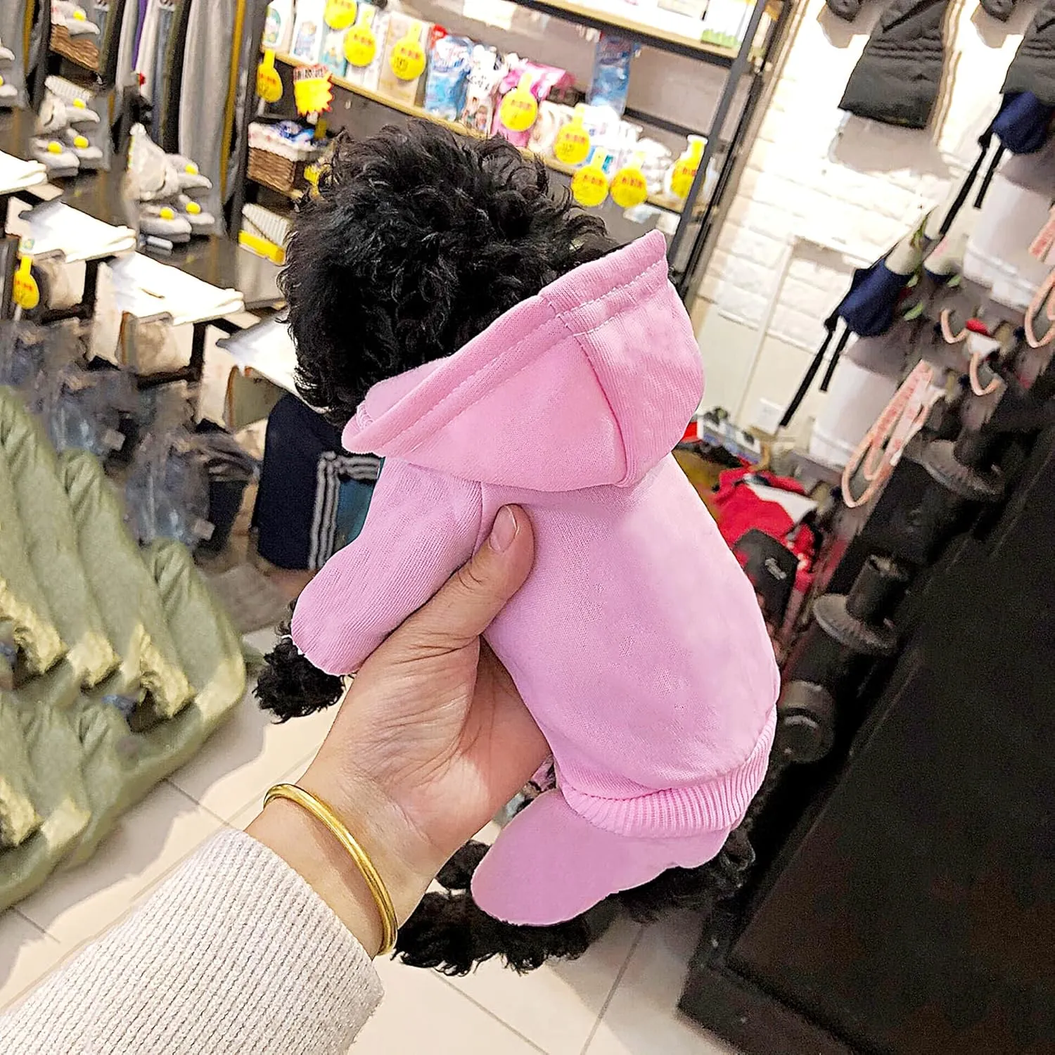 Dog Hoodie, Pet Jumpsuit Fleece Sweatshirt with Buttons, Dog Clothes, Dog Cold Weather Coats, Dog Pajamas, Winter Warm Cotton Puppy Hoodie 4 Legs Dog Clothes for Small Medium Large Dogs Cats Boy Girl