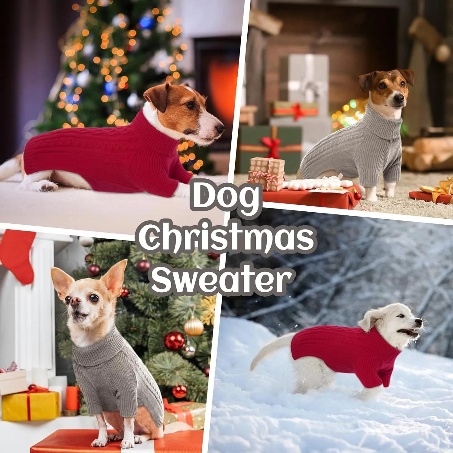 Dog Sweater Pet Dog Sweaters for Large Dogs Girl Boy Dog Christmas Sweater Classic Dog Turtleneck Knitwear Dog Thanksgiving Outfit Warm Dog Winter Clothes for Chihuahua, Bulldog, Dachshund, Pug