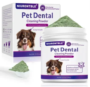 Dog Teeth Cleaning Powder, Dog Dental Powder, with Probiotics Dog Dental Care, Targets Tartar & Reduces Plaque & Bad Breath, Dog Breath Freshener, Formulated for Small, Medium, Large Dogs (100g)