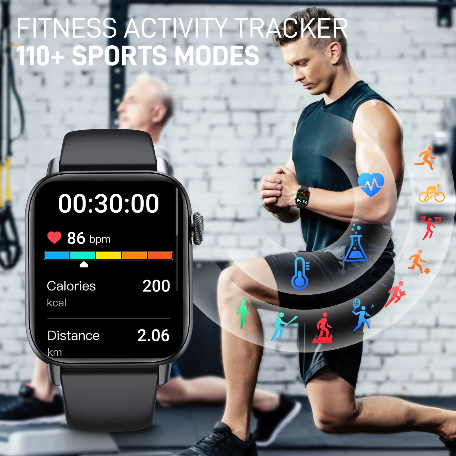 EIGIIS Smart Watch (Make/Answer Call), Fitness Watch with Heart Rate Blood Pressure Sleep Monitor, 1.83" Touch Screen Smartwatch for Women Men, Waterproof Activity Tracker Compatible with iPhone & Android