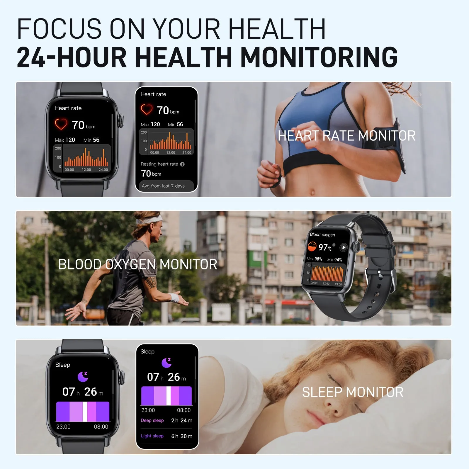 EIGIIS Smart Watch (Make/Answer Call), Fitness Watch with Heart Rate Blood Pressure Sleep Monitor, 1.83" Touch Screen Smartwatch for Women Men, Waterproof Activity Tracker Compatible with iPhone & Android
