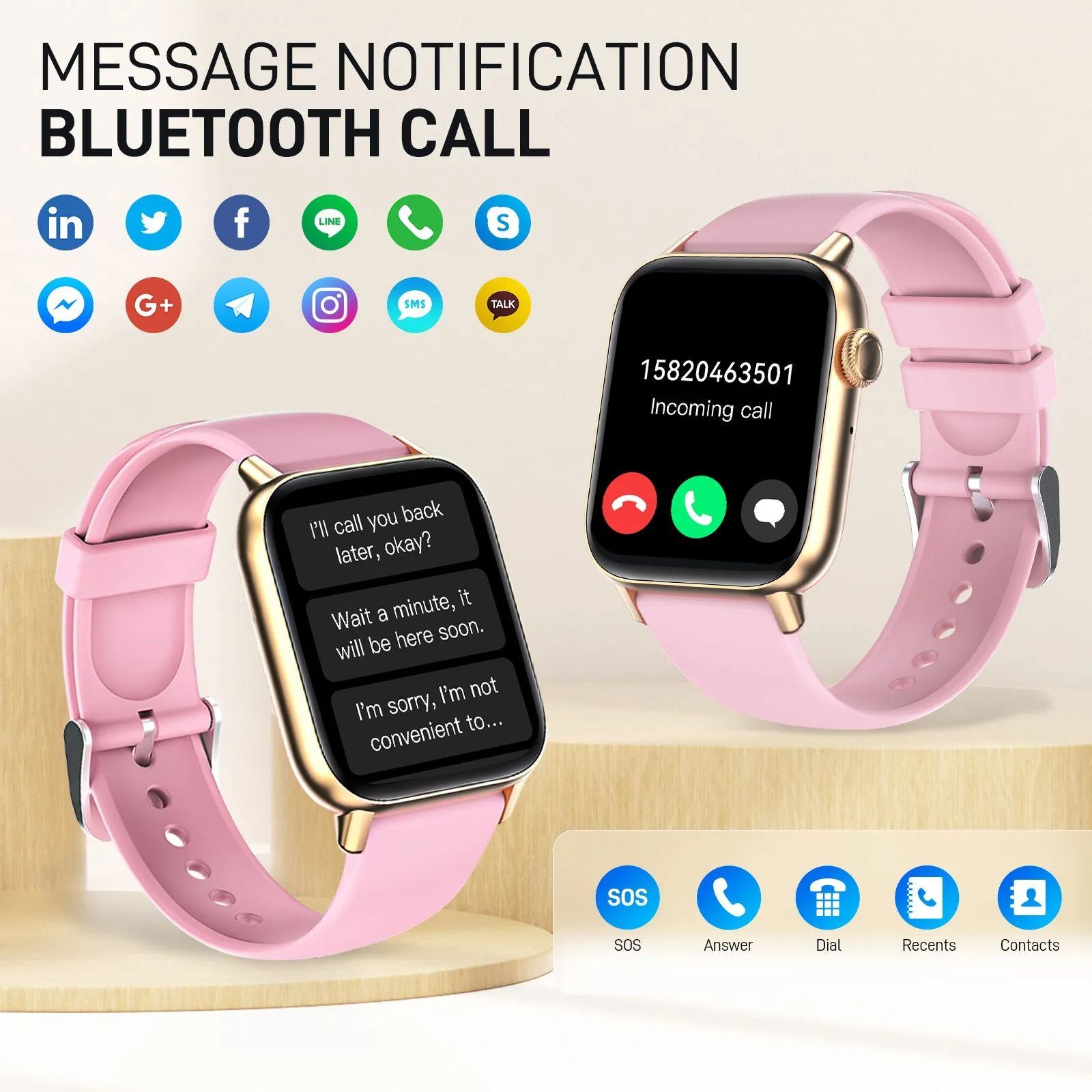 EIGIIS Smart Watch (Make/Answer Call), Fitness Watch with Heart Rate Blood Pressure Sleep Monitor, 1.83" Touch Screen Smartwatch for Women Men, Waterproof Activity Tracker Compatible with iPhone & Android