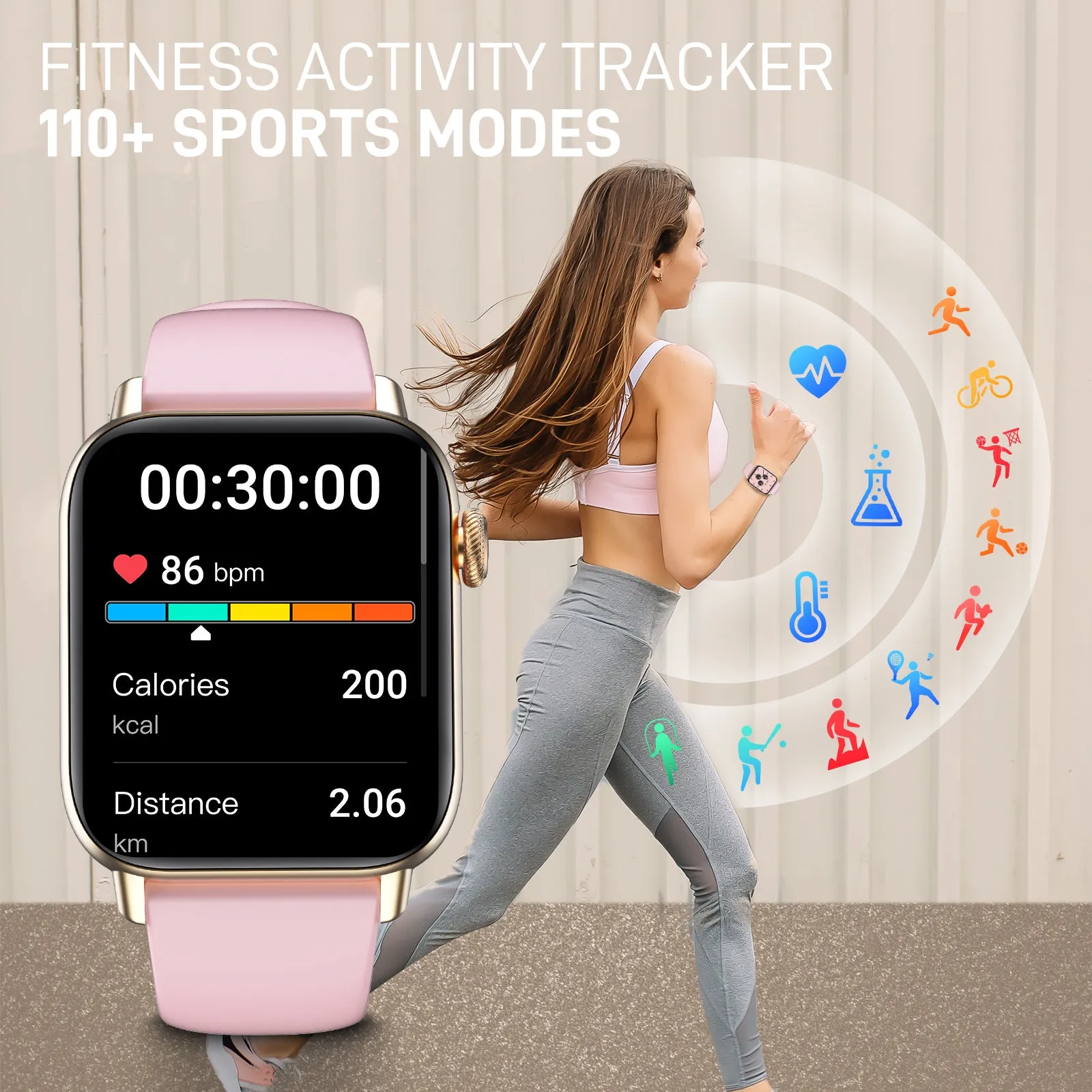 EIGIIS Smart Watch (Make/Answer Call), Fitness Watch with Heart Rate Blood Pressure Sleep Monitor, 1.83" Touch Screen Smartwatch for Women Men, Waterproof Activity Tracker Compatible with iPhone & Android