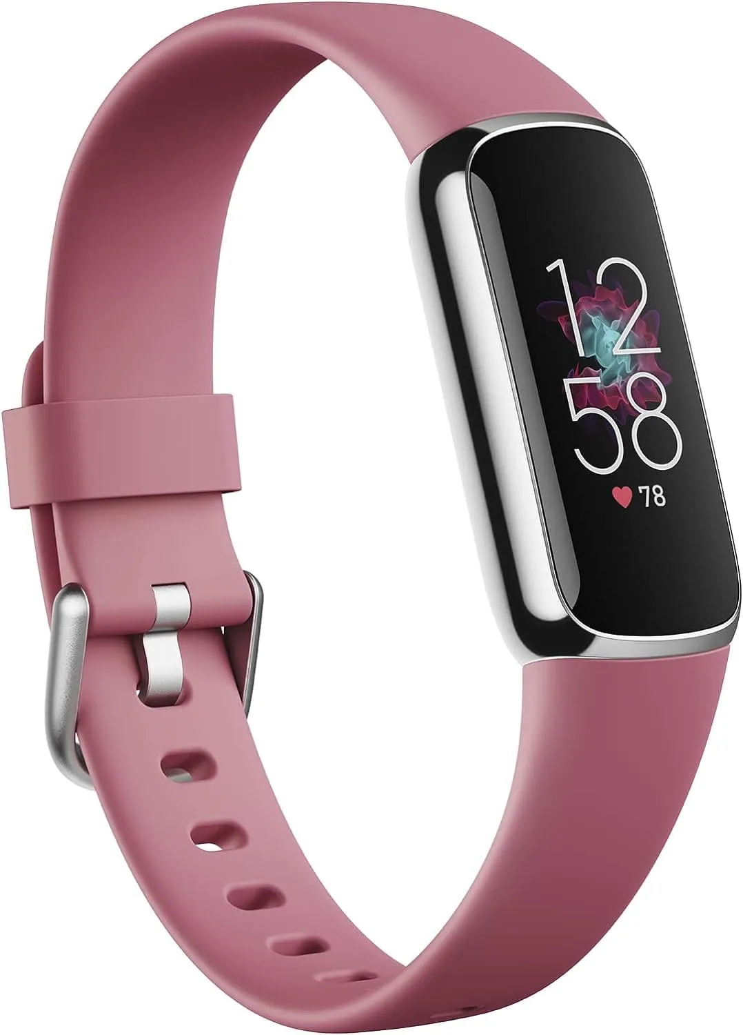 Fitbit Luxe Activity Tracker with up to 6 days battery life, stress management tools and Active Zone Minutes, Orchid / Platinum Stainless Steel