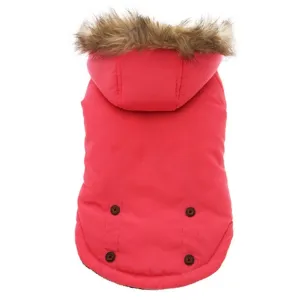 Fur Hood Parka Dog Coat - Salmon Pink