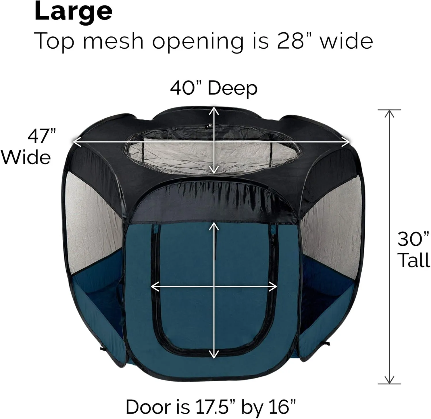 Furhaven Portable Dog Playpen Cat Tent, Pet playground/kennel foldable indoor outdoor zippered puppy crate - Sailor Blue, Large