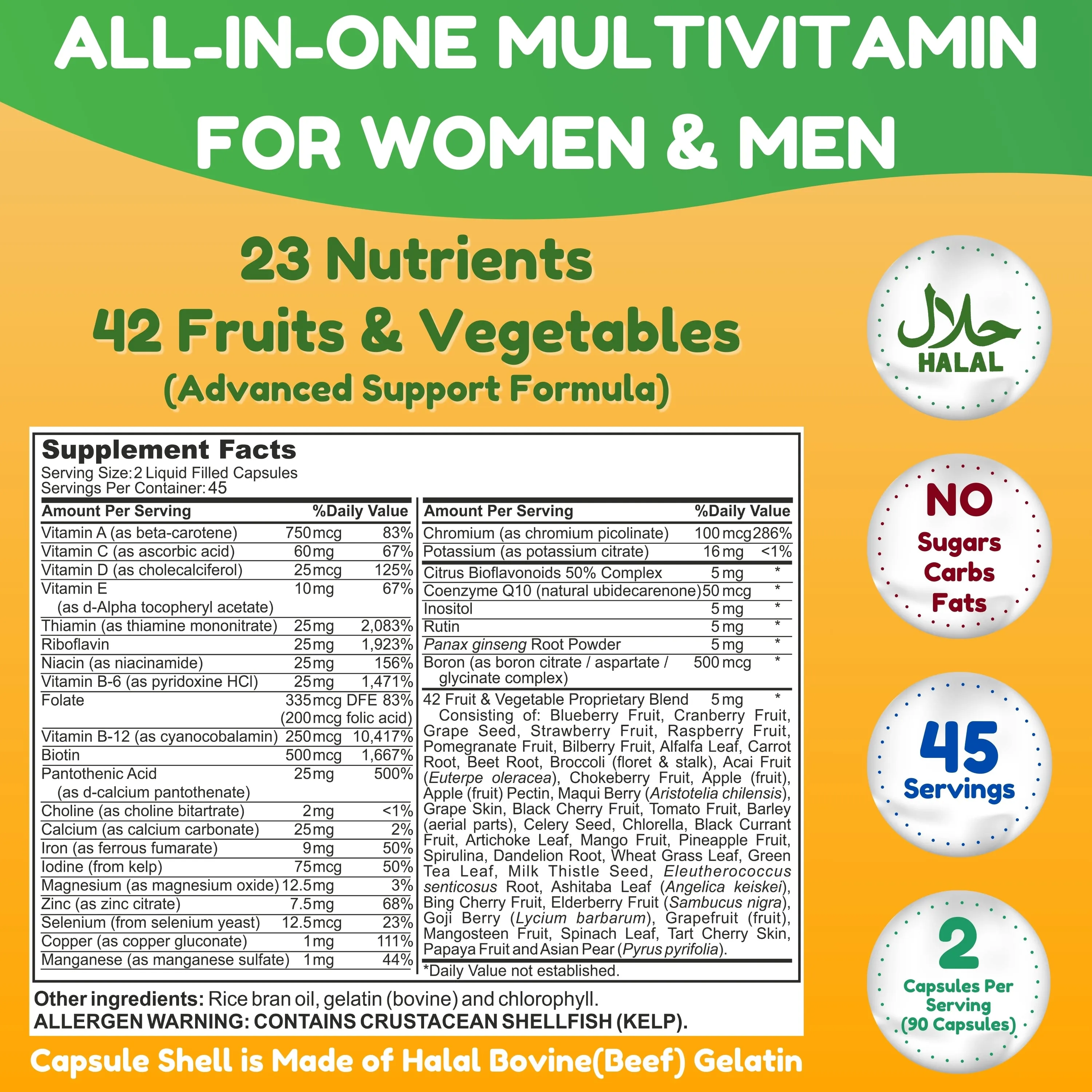 Halal Ultimate Multivitamin for Women & Men