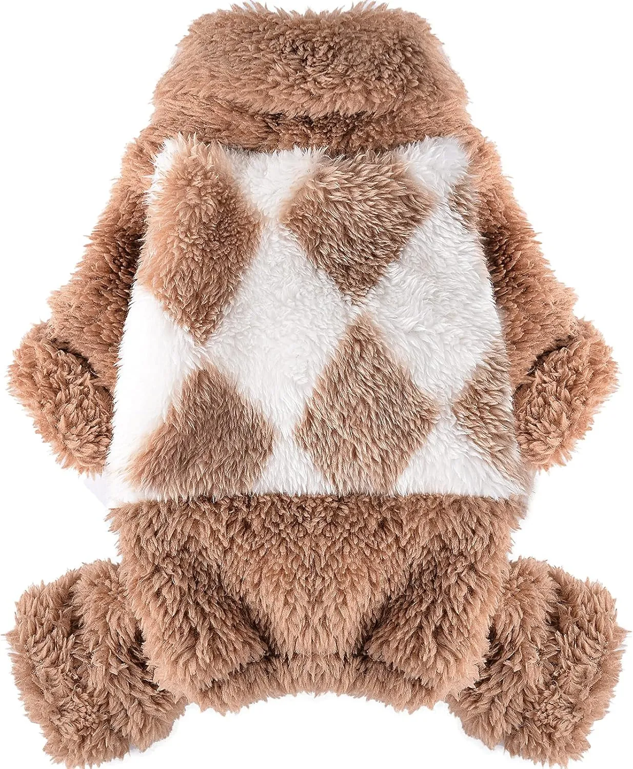 Happy New Year Turtleneck Dog Pajamas for Small Dogs, Fleece Sweater Winter Cute Tiny Clothes Outfit, Puppy Pet Jumpsuits Chihuahua Yorkie Cat Clothing(Beige, Medium)