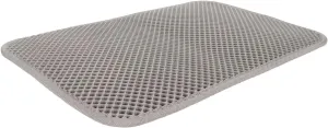 HEEPDD Cat Litter Mat, 17.7x11.8in Double Layer Litter Trapping Mat, Non-Slip, Easy Clean, Scatter Control (Grey)