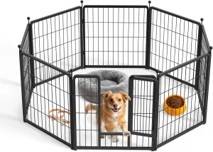InfiniPower Dog Playpen for Yard, RV, Camping, 24 Inch 8 Panels Play Pen Indoor, Heavy Duty Indoor Outdoor Exercise Dog Pen for Puppies/Small Dogs, Black