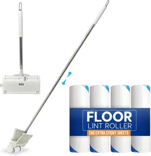 Large Lint Rollers for Pet Hair Extra Sticky - Reusable Long Handle 450 Wide Sticky Roller Sheets 6.4" Wide, Giant Lint-Roller for Dog Hair with 4 Lint Roller Refills for Clothes Carpet Floor Couch