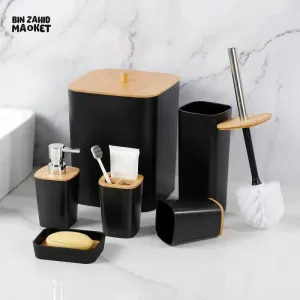 LUXOR 6 PIECES BAMBOO BATHROOM KIT