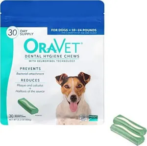 Merial Oravet Dental Hygiene Chew For Dogs (10-24 Lbs), Dental Treats For Dogs, 30 Count