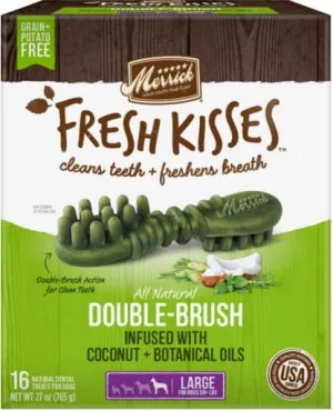 Merrick Fresh Kisses Coconut Oil and Botanicals Large Brush Dog Dental Chews - Value Box - 16 Count - 27 Oz