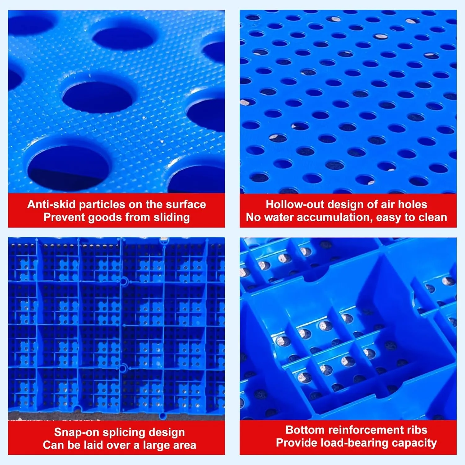 Mini Plastic Pallets, Plastic Platform, Waterproof Storage Grid Pad, Polyethylene Pallet, Nestable Floor Pallets, for Supermarket Pet Garages Outdoor Closets Storage(Blue)