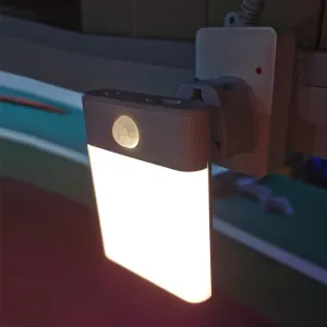 Motion Sensor Night Light with Dusk to Dawn Sensor, Big Illunimation Area with Adjustable Brightness 3 Mode AUTO/ON/Off for Kids'room, Toilet, Bedroom, Hallway,Stairs, Kitchen. 1 Pack