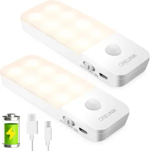 Motion Sensor Night Lights,Rechargeable Motion Sensor Light Indoor Dusk to Down Sensor,Cabinet Lights with Removable Magnetic Strip,Closet Lights for Wardrobe,Trunk,Bedroom,Stair,Hallway (2 Pack)